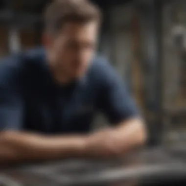 Kohler repair technician assessing a fixture