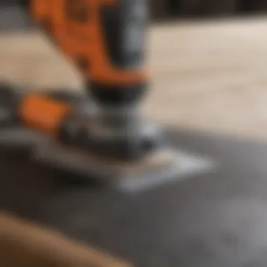 Close-up view of oscillating tool sanding pad materials