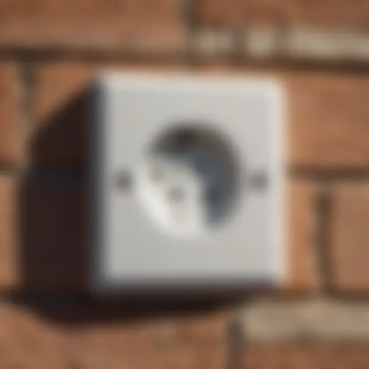 Close-up view of an outdoor outlet cover