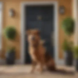 A loyal dog standing guard at the entrance of a home, showcasing vigilance and protection.