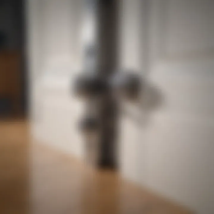 Illustration showing installation of pocket door rollers