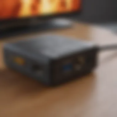 RCA to HDMI adapter connected to a modern television