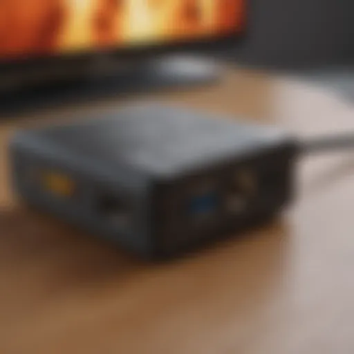 RCA to HDMI adapter connected to a modern television