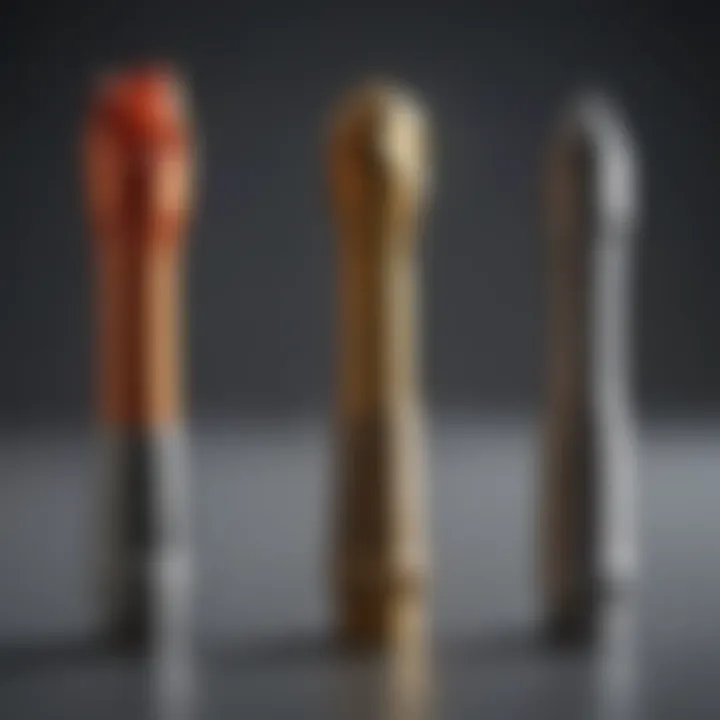Chart comparing the materials used in roto tool bits and their characteristics