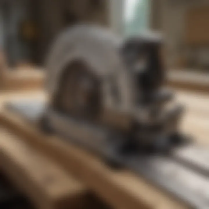 Components of a skill saw rip guide laid out