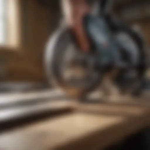 Detailed view of the skill saw rip guide