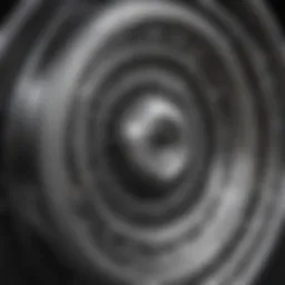 Close-up view of a stainless steel wire wheel showcasing its intricate design