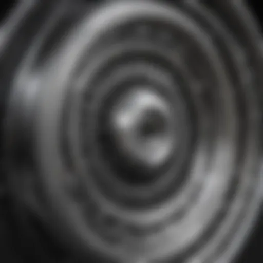 Close-up view of a stainless steel wire wheel showcasing its intricate design