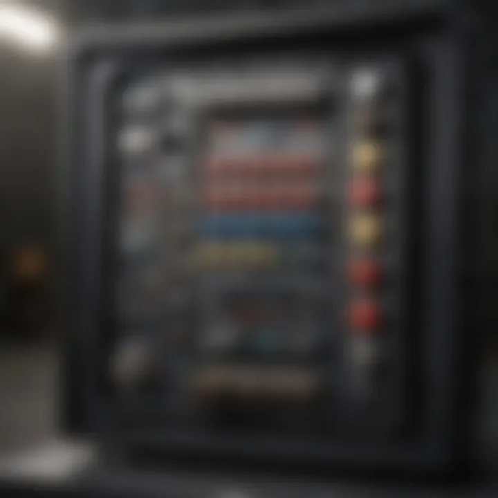 Components of a Four-Space Breaker Box Detailed view of a four-space breaker box components