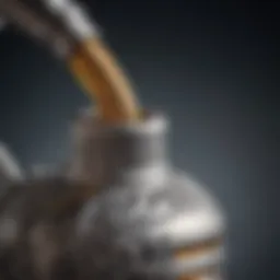 Detailed view of a modern fuel can nozzle showcasing its intricate design.