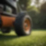 Close-up of the surface texture after using a lawn roller on grass