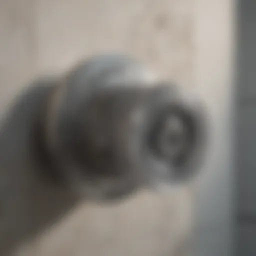 Close-up view of a single knob shower valve