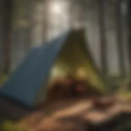Versatile tarp set up in a camping scenario