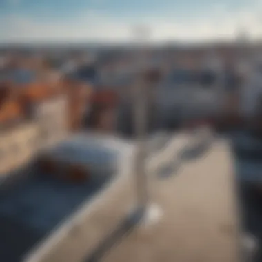 Proper Installation of TV Antenna Pole A well-installed TV antenna pole positioned on a rooftop for optimal signal reception.