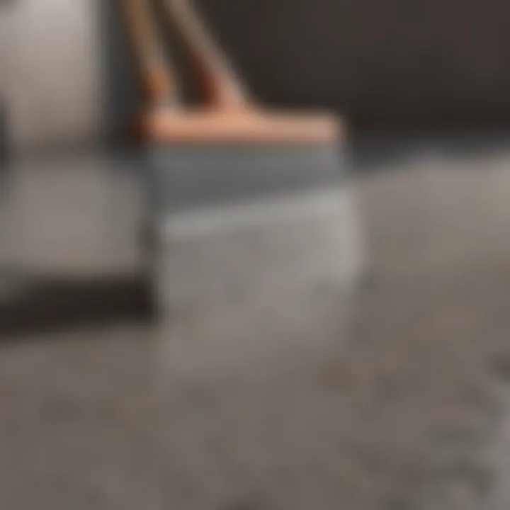 Demonstrating effective squeegee techniques on concrete