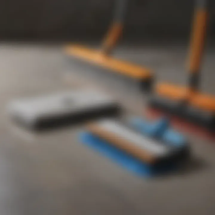 Different types of floor squeegees side by side