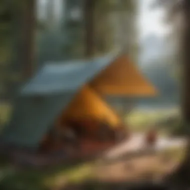 Tarp as a Versatile Camping Shelter Tarp used as a shelter in a camping scenario
