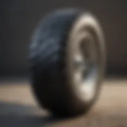 Close-up view of a durable wheelbarrow tire showcasing tread patterns.