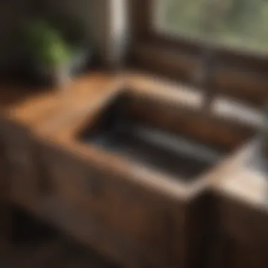 Rustic laundry sink made from reclaimed wood