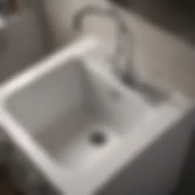 Efficient Installation of Laundry Tub Sink An overhead view of a laundry tub sink installation process with plumbing tools