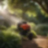Sprayer in lush garden setting