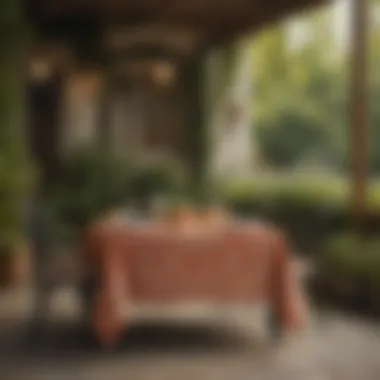 Al Fresco Dining Charm: Outdoor Fabric as a Tablecloth Outdoor fabric used as a tablecloth for outdoor dining