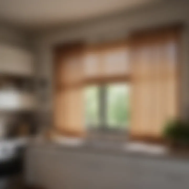 Kitchen with natural light filtering through beautifully styled tension rod curtains