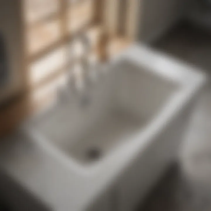 Contemporary utility tub with integrated storage compartments