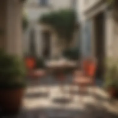 Charm of Yesteryears Vintage-Inspired Vinyl Bistro Set in Charming Courtyard