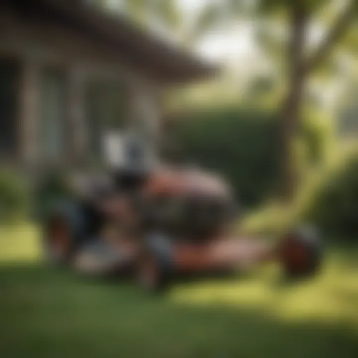 Vintage Lawnmower in Action