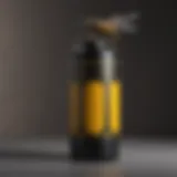 Wasp spray canister with yellow and black design