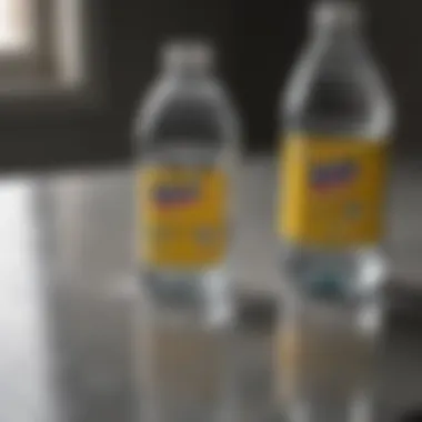 Practical Application of Windex with Vinegar Close-up of Windex with Vinegar being used on glass surface