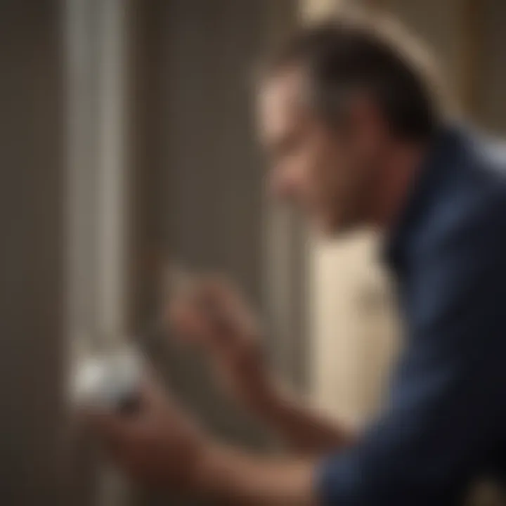 An expert applying window well paint with precision using a brush