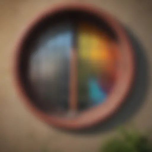 A close-up view of a freshly painted window well showcasing vibrant color and texture