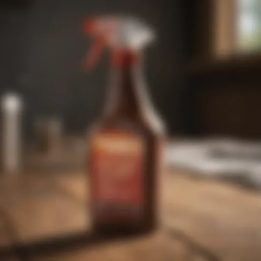 Wood rot hardener spray bottle on wooden surface