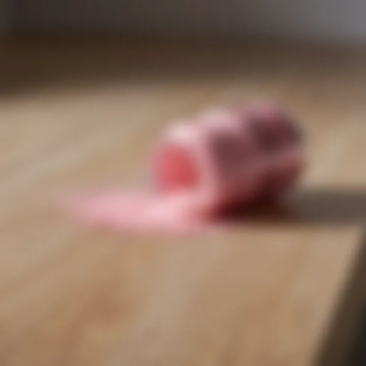 Wooden surface protected by light pink spray paint