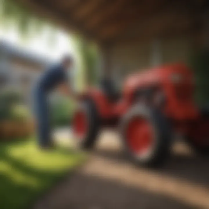 Owner Checking Oil Level in Yard Machines Tractor