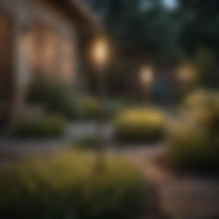 Elegant garden setting with yard torches