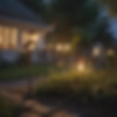 Yard torch in use during a summer evening