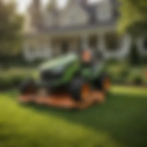 Lush Green Lawn Being Maneuvered by Zero Turn Mower
